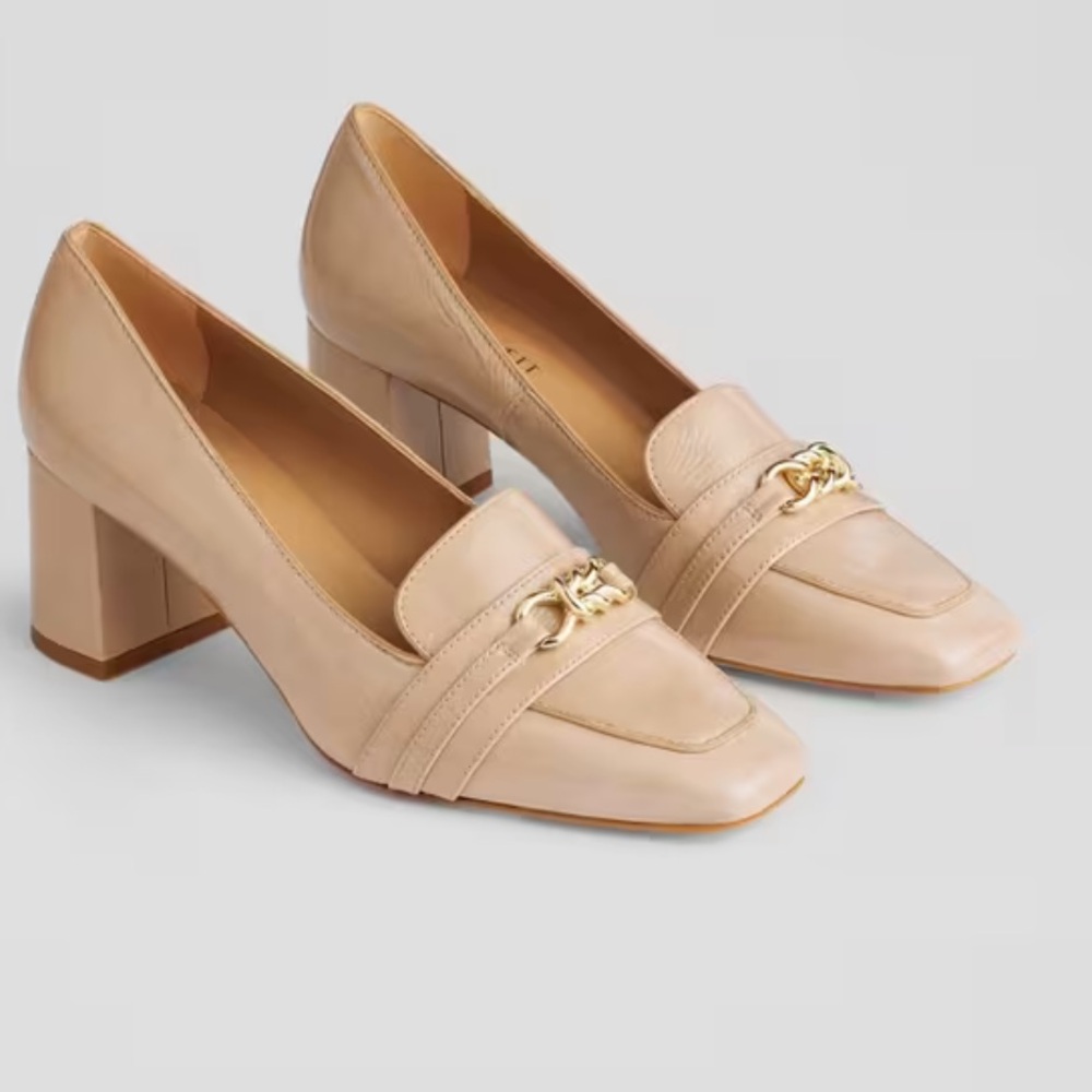 LK Bennett Sydnie Leather Block Heel Loafer Court New in Box - Picture 4 of 8